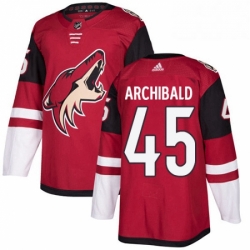 Mens Adidas Arizona Coyotes 45 Josh Archibald Authentic Burgundy Red Home NHL Jerse