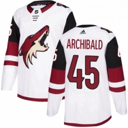 Mens Adidas Arizona Coyotes 45 Josh Archibald Authentic White Away NHL Jerse