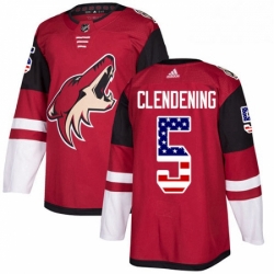 Mens Adidas Arizona Coyotes 5 Adam Clendening Authentic Red USA Flag Fashion NHL Jersey 