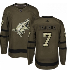 Mens Adidas Arizona Coyotes 7 Keith Tkachuk Authentic Green Salute to Service NHL Jersey 