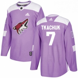 Mens Adidas Arizona Coyotes 7 Keith Tkachuk Authentic Purple Fights Cancer Practice NHL Jersey 