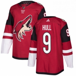 Mens Adidas Arizona Coyotes 9 Bobby Hull Authentic Burgundy Red Home NHL Jersey 