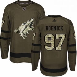 Mens Adidas Arizona Coyotes 97 Jeremy Roenick Authentic Green Salute to Service NHL Jersey 