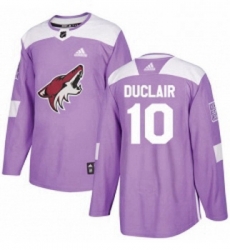 Youth Adidas Arizona Coyotes 10 Anthony Duclair Authentic Purple Fights Cancer Practice NHL Jersey 