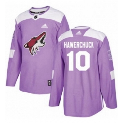 Youth Adidas Arizona Coyotes 10 Dale Hawerchuck Authentic Purple Fights Cancer Practice NHL Jersey 