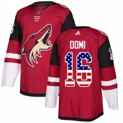 Youth Adidas Arizona Coyotes 16 Max Domi Authentic Red USA Flag Fashion NHL Jersey 