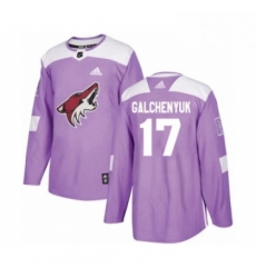 Youth Adidas Arizona Coyotes 17 Alex Galchenyuk Authentic Purple Fights Cancer Practice NHL Jersey 