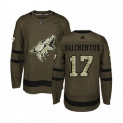 Youth Adidas Arizona Coyotes 17 Alex Galchenyuk Premier Green Salute to Service NHL Jersey 