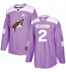 Youth Adidas Arizona Coyotes 2 Luke Schenn Authentic Purple Fights Cancer Practice NHL Jersey 