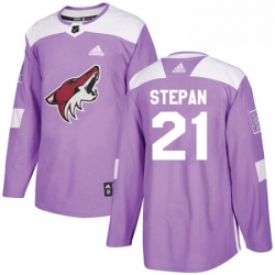 Youth Adidas Arizona Coyotes 21 Derek Stepan Authentic Purple Fights Cancer Practice NHL Jersey 