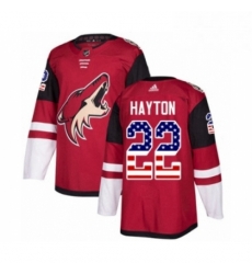 Youth Adidas Arizona Coyotes 22 Barrett Hayton Authentic Red USA Flag Fashion NHL Jerse