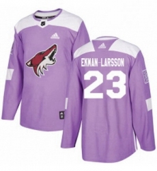 Youth Adidas Arizona Coyotes 23 Oliver Ekman Larsson Authentic Purple Fights Cancer Practice NHL Jersey 