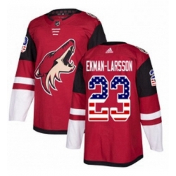 Youth Adidas Arizona Coyotes 23 Oliver Ekman Larsson Authentic Red USA Flag Fashion NHL Jersey 