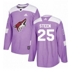 Youth Adidas Arizona Coyotes 25 Thomas Steen Authentic Purple Fights Cancer Practice NHL Jersey 