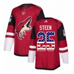 Youth Adidas Arizona Coyotes 25 Thomas Steen Authentic Red USA Flag Fashion NHL Jersey 