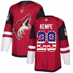Youth Adidas Arizona Coyotes 29 Mario Kempe Authentic Red USA Flag Fashion NHL Jersey 