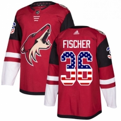 Youth Adidas Arizona Coyotes 36 Christian Fischer Authentic Red USA Flag Fashion NHL Jersey 