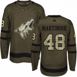 Youth Adidas Arizona Coyotes 48 Jordan Martinook Authentic Green Salute to Service NHL Jersey 