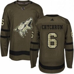 Youth Adidas Arizona Coyotes 6 Jakob Chychrun Authentic Green Salute to Service NHL Jersey 