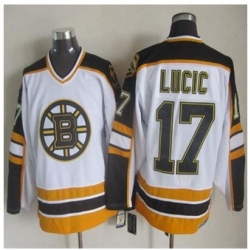 Boston Bruins #17 Milan Lucic White Black CCM Throwback Stitched NHL Jersey