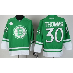 Boston Bruins 30 Tim Thomas Green St Patty's Day NHL Jersey