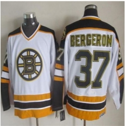 Boston Bruins #37 Patrice Bergeron White Black CCM Throwback Stitched NHL Jersey
