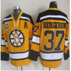 Boston Bruins #37 Patrice Bergeron Yellow Winter Classic CCM Throwback Stitched NHL Jersey