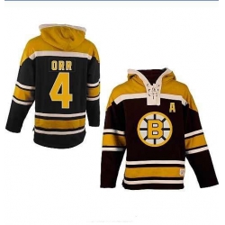 Boston Bruins 4# Bobby Orr Black Color Hooded Sweatshirt