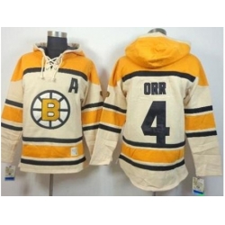 Boston Bruins #4 Bobby Orr Cream Stitched NHL Sawyer Hooded Sweatshirt Jersey