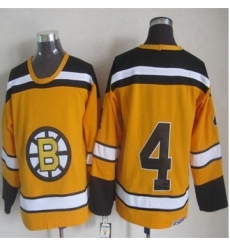 Boston Bruins #4 Bobby Orr Yellow CCM Throwback Stitched NHL Jersey