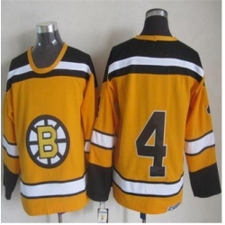 Boston Bruins #4 Bobby Orr Yellow CCM Throwback Stitched NHL Jersey