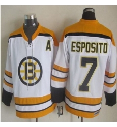 Boston Bruins #7 Phil Esposito White CCM Throwback Stitched NHL Jersey