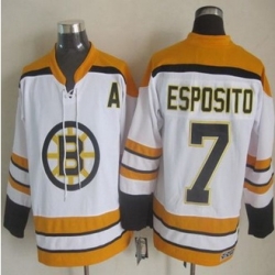 Boston Bruins #7 Phil Esposito White CCM Throwback Stitched NHL Jersey