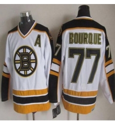 Boston Bruins #77 Ray Bourque White-Black CCM Throwback Stitched NHL Jersey