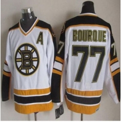 Boston Bruins #77 Ray Bourque White-Black CCM Throwback Stitched NHL Jersey