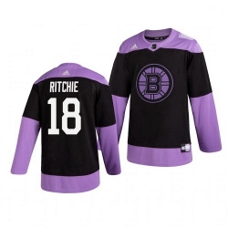 Bruins 18 Brett Ritchie Black Purple Hockey Fights Cancer Adidas Jersey
