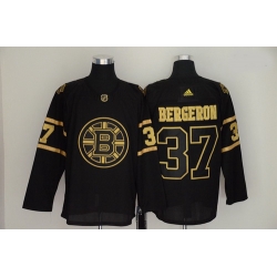 Bruins 37 Patrice Bergeron Black Gold Adidas Jersey