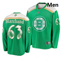 Bruins 63 Brad Marchand Green 2019 St  Patrick Day Adidas Jersey