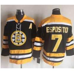 Bruins #7 Phil Esposito BlackYellow CCM Throwback New Stitched NHL Jersey