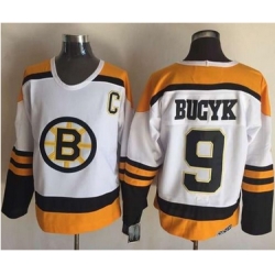 Bruins #9 Johnny Bucyk YellowWhite CCM Throwback Stitched NHL Jersey