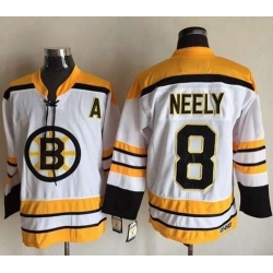 CCM Throwback Bruins #8 Cam Neely White Stitched NHL Jersey