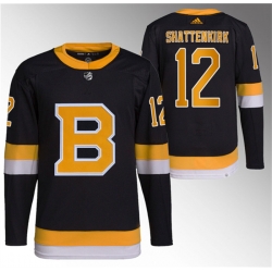 Men Boston Bruins 12 Kevin Shattenkirk Black Home Breakaway Stitched Jersey