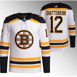 Men Boston Bruins 12 Kevin Shattenkirk White Stitched Jersey