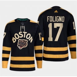 Men Boston Bruins 17 Nick Foligno Black Classic Primegreen Stitched Jersey