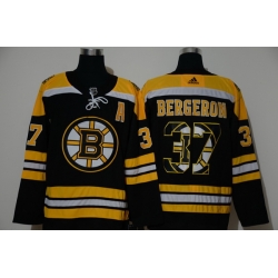 Men Boston Bruins 37 Patrice Bergeron Black Adidas Fashion Jersey