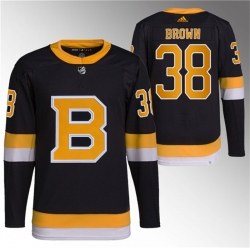 Men Boston Bruins 38 Patrick Brown Black Home Breakaway Stitched Jersey