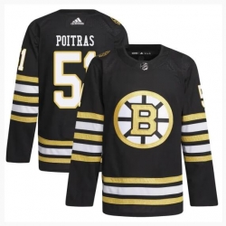 Men Boston Bruins 51 Matthew Poitras Black 100th Anniversary Stitched Jersey