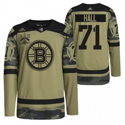Men Boston Bruins 71 Taylor Hall 2022 Camo Military Appreciation Night Stitched jersey