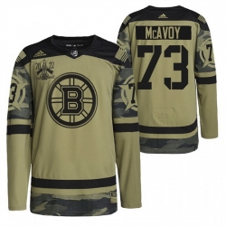Men Boston Bruins 73 Charlie McAvoy 2022 Camo Military Appreciation Night Stitched jersey