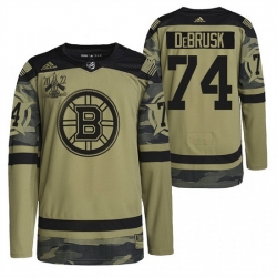 Men Boston Bruins 74 Jake DeBrusk 2022 Camo Military Appreciation Night Stitched jersey